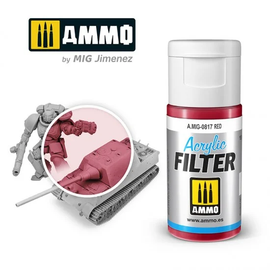 AMMO by Mig Jimenez 0817 Acrylic Filter - Red (15ml, water-soluble)