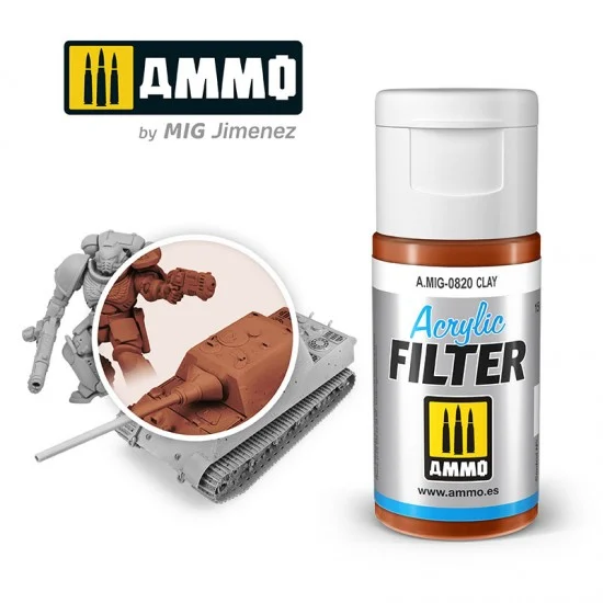 AMMO by Mig Jimenez 0820 Acrylic Filter - Clay (15ml, water-soluble)