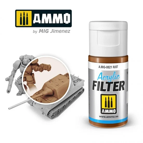 AMMO by Mig Jimenez 0821 Acrylic Filter - Rust (15ml, water-soluble)