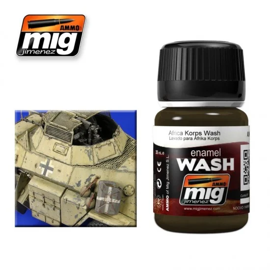 AMMO by Mig Jimenez 1001 DAK Wash for Africa Corps / Light Desert Vehicles (Enamel, 35ml) - Hobby & Model Paints