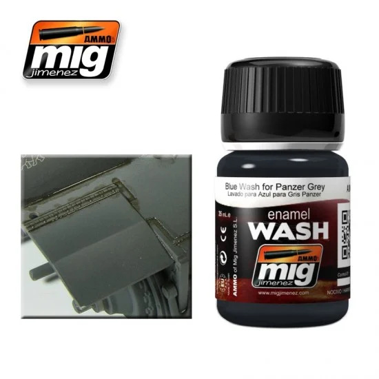 AMMO by Mig Jimenez 1006 Blue Wash for Panzer Grey / Grey Vehicles (Enamel, 35ml) - Hobby & Model Paints
