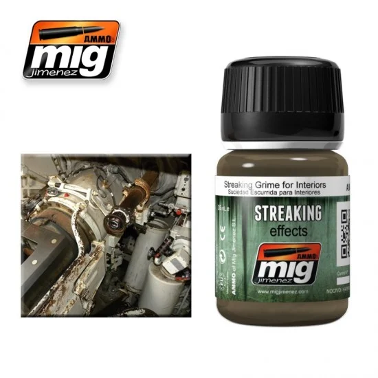 AMMO by Mig Jimenez 1200 Streaking Grime for AFV Interiors / Light Coloured Surfaces (Enamel, 35ml) - Hobby & Model Paints