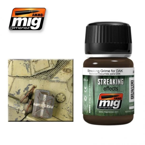 AMMO by Mig Jimenez 1201 Streaking Grime for DAK / Sand & Light Coloured Surfaces (Enamel, 35ml) - Hobby & Model Paints