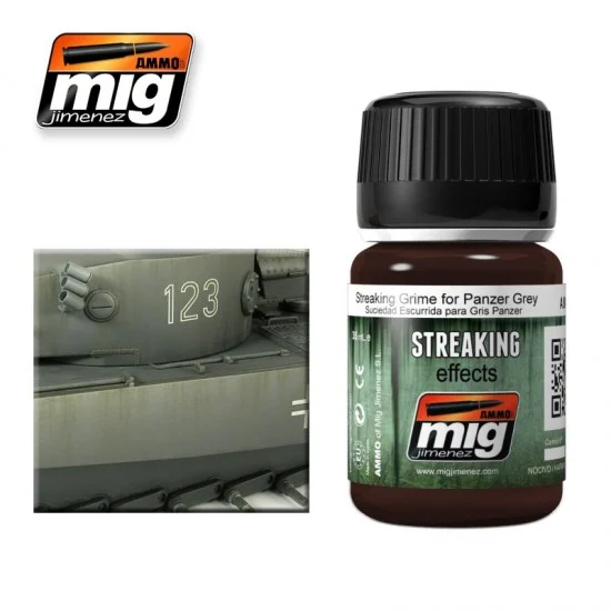 AMMO by Mig Jimenez 1202 Streaking Grime for Panzer Grey / Dark Grey Surfaces (Enamel, 35ml) - Hobby & Model Paints