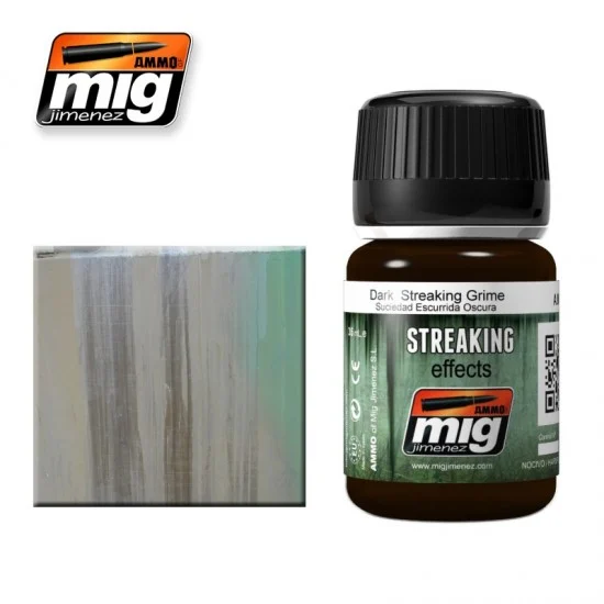 AMMO by Mig Jimenez 1206 Dark Streaking Grime for Dark Coloured Vehicles/Surfaces (Enamel, 35ml) - Hobby & Model Paints