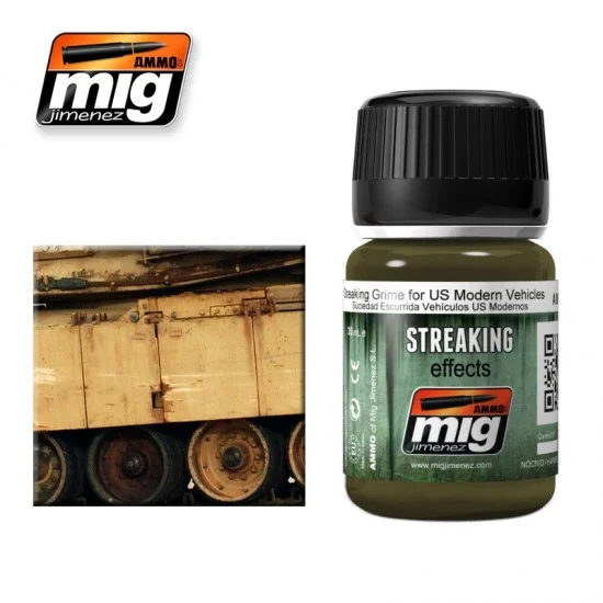 AMMO by Mig Jimenez 1207 Streaking Grime for US Modern Vehicles / Sand & Light Brown Surfaces (Enamel, 35ml) - Hobby & Model Paints