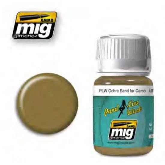 AMMO by Mig Jimenez 1622 Panel Line Wash - Ochre Sand for Camo (Enamel, 35ml)