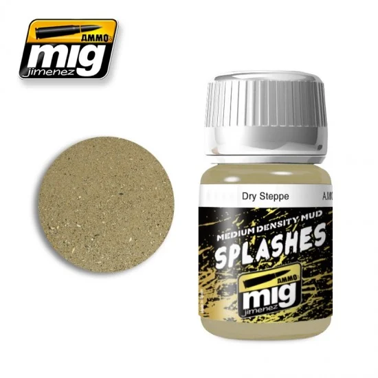 AMMO by Mig Jimenez 1751 Dry Steppe Splashed Soil for Accumulation of Medium Density Dry Summer Soil (Enamel,35ml) - Hobby & Model Paints