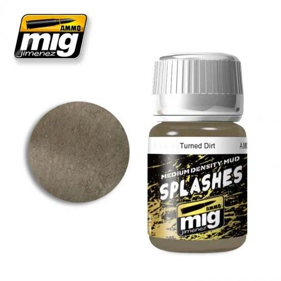 AMMO by Mig Jimenez 1753 Turned Dirt Splashed Soil for Medium Density Damp or Wet Ground (Enamel,35ml) - Hobby & Model Paints