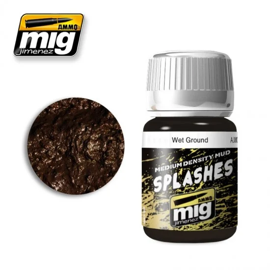 AMMO by Mig Jimenez 1755 Wet Ground Splashed Soil for Medium Density Mud Surfaces (Enamel,35ml) - Hobby & Model Paints