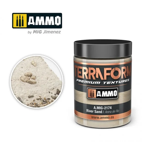 AMMO by Mig Jimenez 2174 Acrylic Texture - Terraform #River Sand (100ml)