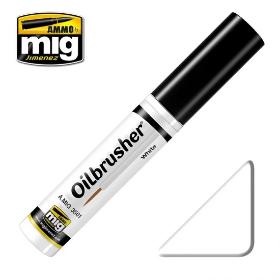 AMMO by Mig Jimenez 3501 Oilbrusher - White (Oil paint with fine brush applicator)