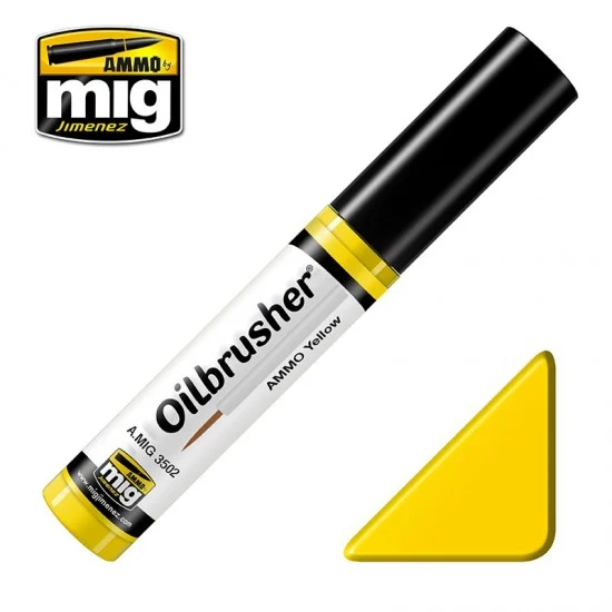 AMMO by Mig Jimenez 3502 Oilbrusher - AMMO Yellow (Oil paint with fine brush applicator)