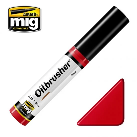 AMMO by Mig Jimenez 3503 Oilbrusher - Red (Oil paint with fine brush applicator)