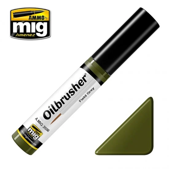 AMMO by Mig Jimenez 3506 Oilbrusher - Field Grey (Oil paint with fine brush applicator)