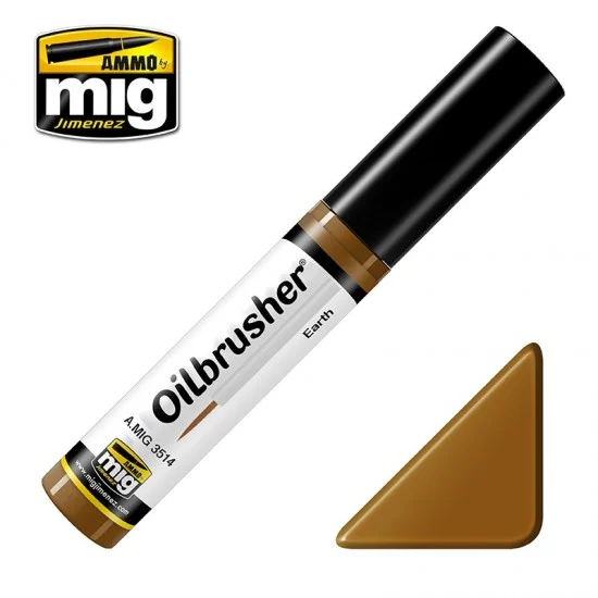 AMMO by Mig Jimenez 3514 Oilbrusher - Earth (Oil paint with fine brush applicator)