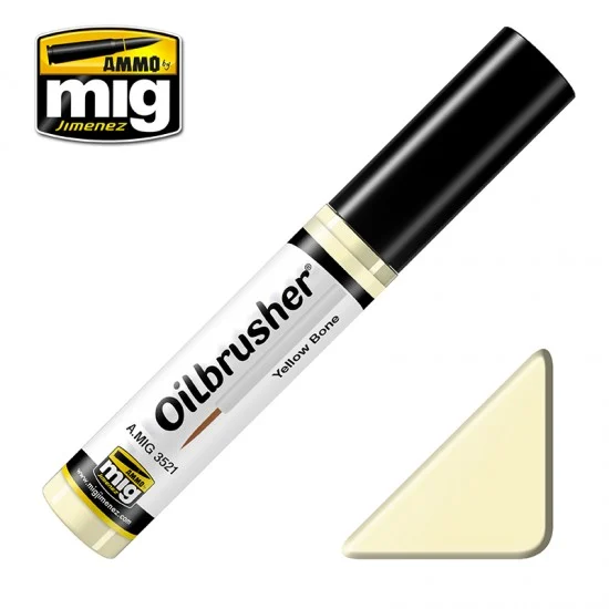 AMMO by Mig Jimenez 3521 Oilbrusher - Yellow Bone (oil paint with fine brush applicator)