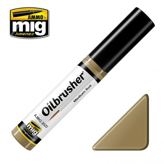 AMMO by Mig Jimenez 3522 Oilbrusher - Medium Soil (oil paint with fine brush applicator)