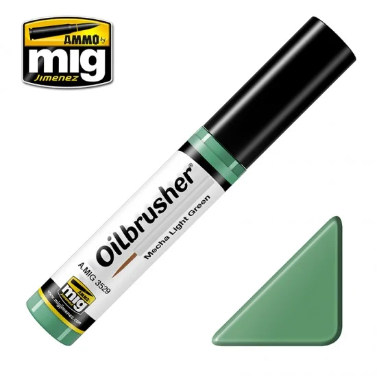 AMMO by Mig Jimenez 3529 Oilbrusher - Mecha Light Green (oil paint with fine brush applicator)