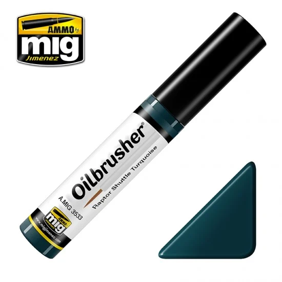 AMMO by Mig Jimenez 3533 Oilbrusher - Raptor Shuttle Turquoise (oil paint with fine brush applicator)