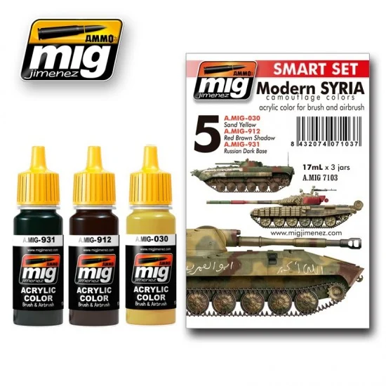 AMMO by Mig Jimenez 7103 Modern Syrian Camouflage Colour Set for Syrian Vehicles (17ml x 3) - Hobby & Model Paints