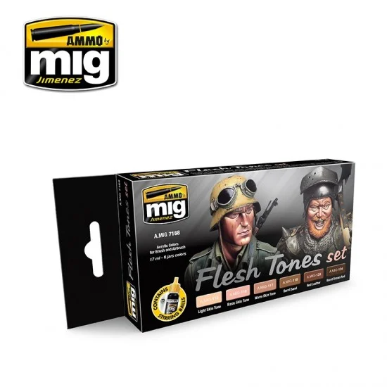 AMMO by Mig Jimenez 7168 Acrylic Paint Set - Flesh Tones Colours Set (6 x17ml)