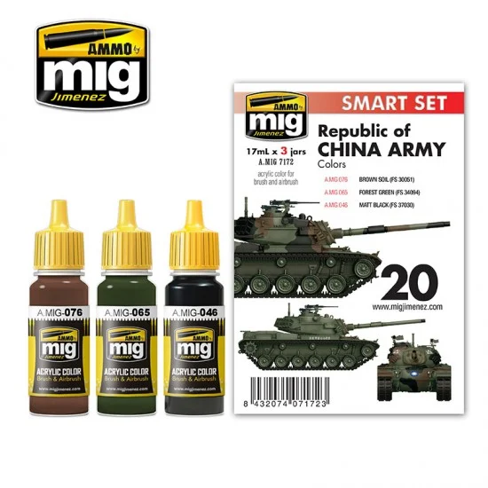 AMMO by Mig Jimenez 7172 Smart Acrylic Paint Set - Republic Of China Army M48H Roca (17ml x 3)