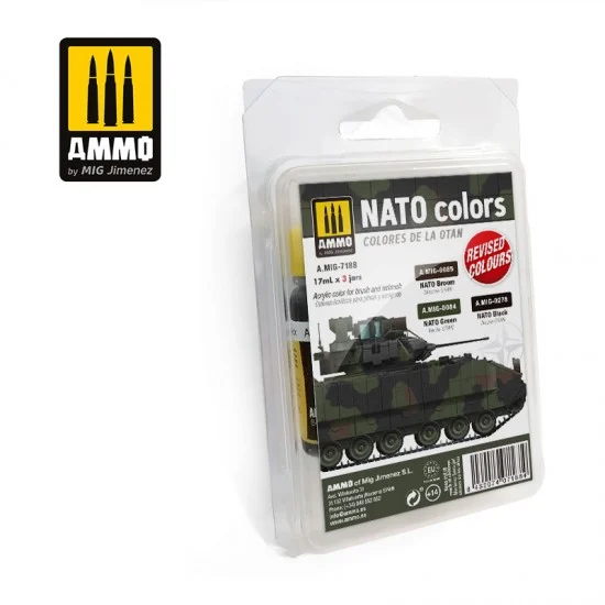 AMMO by Mig Jimenez 7188 Acrylic Paints Set - NATO Colours (3 jar x 17ml)