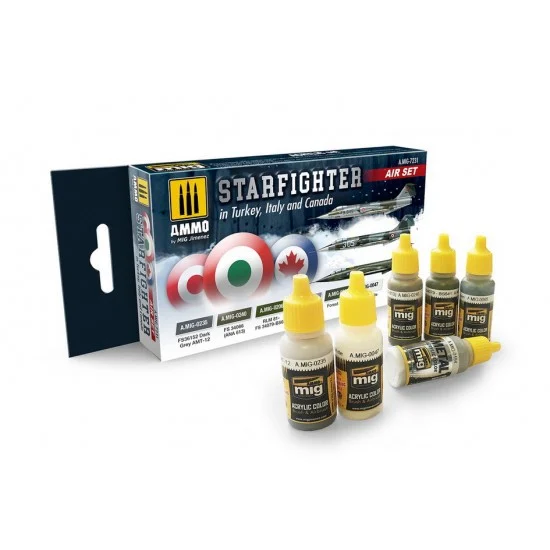 AMMO by Mig Jimenez 7231 Acrylic Paint Set - Starfighter in Turkey, Italy and Canada (6 x 17ml)