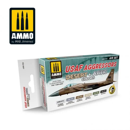 AMMO by Mig Jimenez 7234 Acrylic Paint Set - USAF Aggressors Desert & Artic Colours (6x 17ml)
