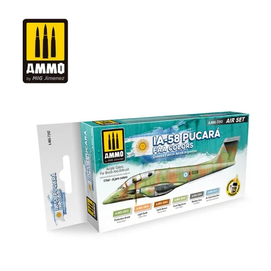 AMMO by Mig Jimenez 7242 Acrylic Paint Set - IA-58 Pucara FAA Colours (17ml x6)