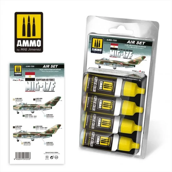 AMMO by Mig Jimenez 7255 Acrylic Paints Set for Aircraft - Egyptian Air Force MIG-17F (4x 17ml)