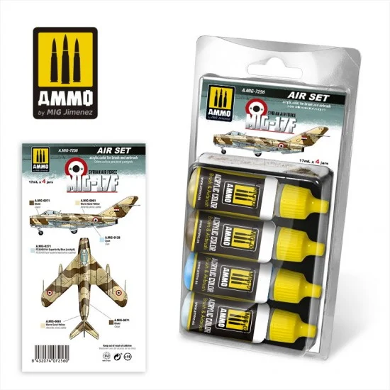 AMMO by Mig Jimenez 7256 Acrylic Paints Set for Aircraft - MIG-17F Syrian Air Force (4x 17ml)