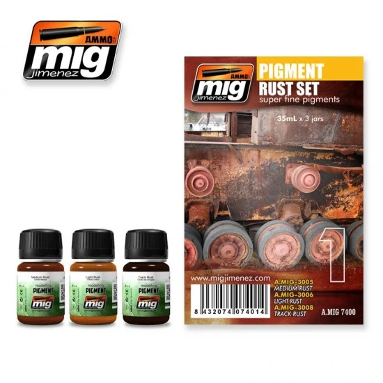AMMO by Mig Jimenez 7400 Pigment Rust Weathering Set (35ml x 3) - Hobby & Model Paints