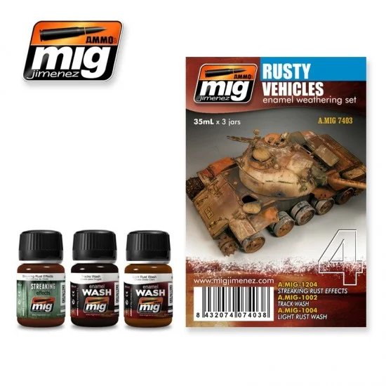 AMMO by Mig Jimenez 7403 Rusty Vehicle Weathering Set (35ml x 3) - Hobby & Model Paints