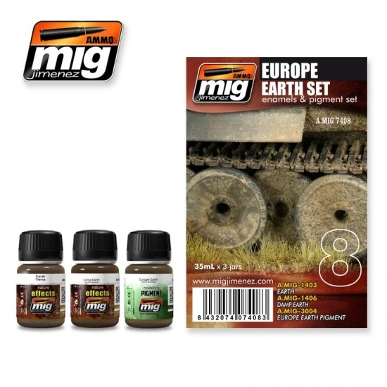 AMMO by Mig Jimenez 7408 Europe Earth Weathering Set (35ml x 3) - Hobby & Model Paints