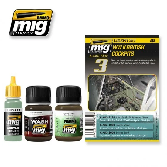 AMMO by Mig Jimenez 7432 Painting & Weathering Set - WWII British Cockpits (17ml x 1, 35ml x 2)