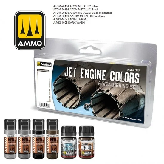 AMMO by Mig Jimenez 7445 Jet Engines Colours and Weathering Set (4x 20ml, 2x 35ml) - Hobby & Model Paints