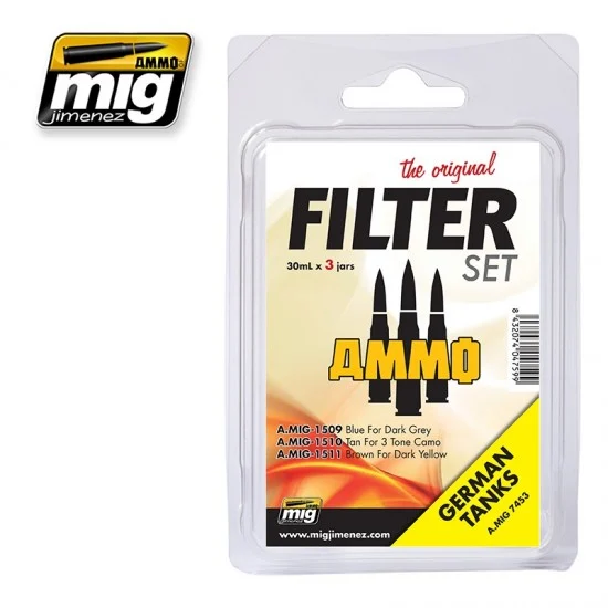 AMMO by Mig Jimenez 7453 Filters Set for German Tanks (3 x 30ml) - Hobby & Model Paints