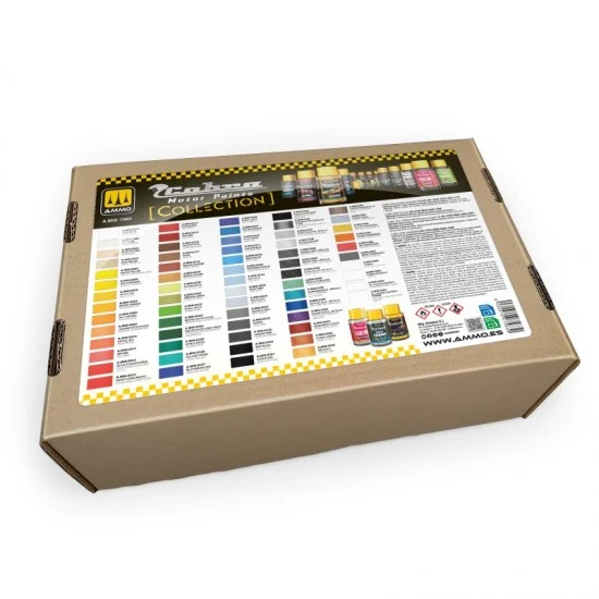AMMO by Mig Jimenez 7563 Cobra Motor Paints Collections Cardboard Box (62 Paints and 4 Auxiliary Products) - Hobby & Model Paints