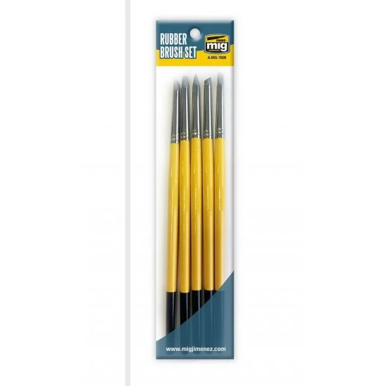 AMMO by Mig Jimenez 7606 Rubber Brush Set (5 Different Rubber Brushes) - Hobby & Model Paints
