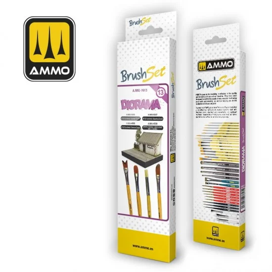 AMMO by Mig Jimenez 7613 Dioramas Brushes Set (4pcs) - Hobby & Model Paints