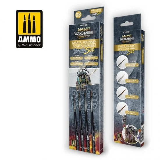 AMMO by Mig Jimenez 7621 Ammo Wargaming Universe - Marta Kolinsky Figures Premium Brush Set (4pcs)