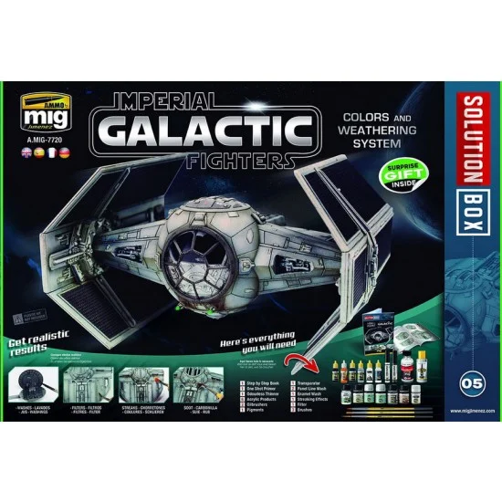 AMMO by Mig Jimenez 7720 Solution Box - How To Paint Imperial Galactic Fighters Colours and Weathering System w/Guide Book