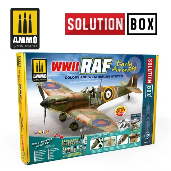 AMMO by Mig Jimenez 7722 Solution Box - WWII RAF Early Aircraft Colours and Weathering System
