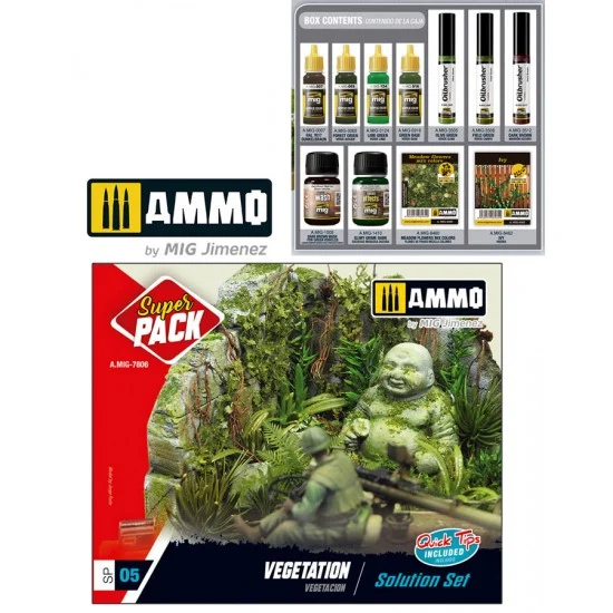AMMO by Mig Jimenez 7806 Solution Set - Vegetation Basic Base Colours and Products