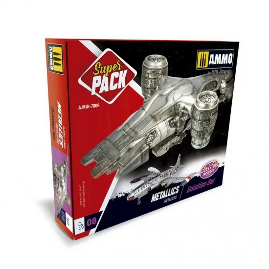 AMMO by Mig Jimenez 7809 Solution Set - Metallics Super Pack (3x 17ml, 6x 35ml, 2x 10ml)