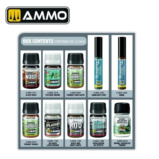 AMMO by Mig Jimenez 7820 Scale Model Beginners Solution Set - Weathering Effects