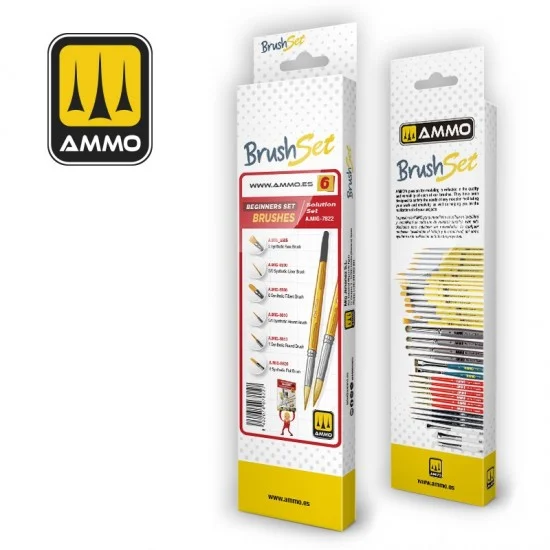AMMO by Mig Jimenez 7822 Scale Model Beginners Solution Set - Brushes