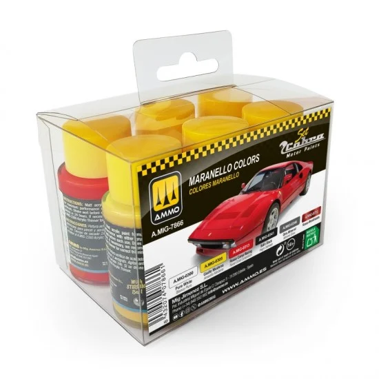 AMMO by Mig Jimenez 7866 Cobra Motor Acrylic Paint set - Maranello Colours (6 jars, each 30ml)